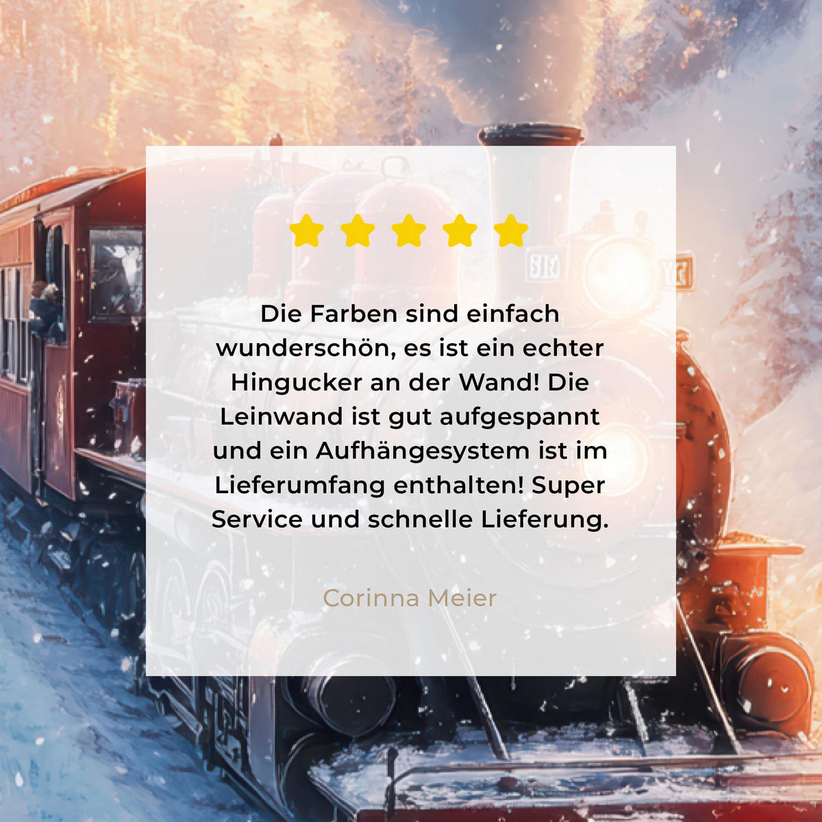 LEINWANDBILD Weihnachtszug - Schnee - Winter - Weihnachten 80x120 cm - Dunkelrot, Textil (80/120cm) - MuchoWow