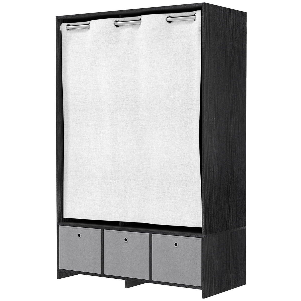 STOFFSCHRANK DE-17181 Schwarz - Schwarz, Holzwerkstoff (48/160/105cm) - ComfortXL
