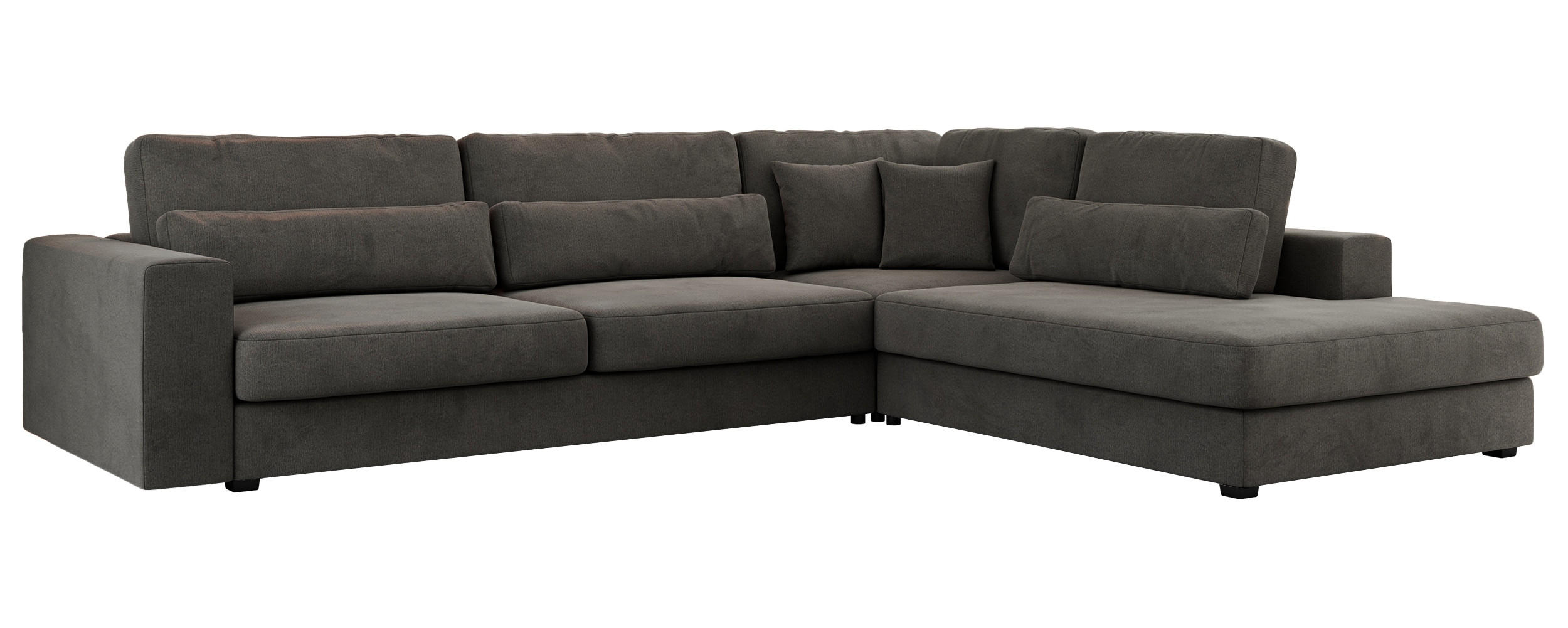 ECKSOFA Savona Dunkelgrau Velvet - rechts - Dunkelgrau/Schwarz, Kunststoff/Textil (249/316cm) - MKS