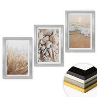 WANDBILDER 3er Set - 20x30 cm Silberner Rahmen - Strandmotive, Muscheln, Wellen - Silberfarben, Kunststoff (20/30cm) - ArtPrintCave
