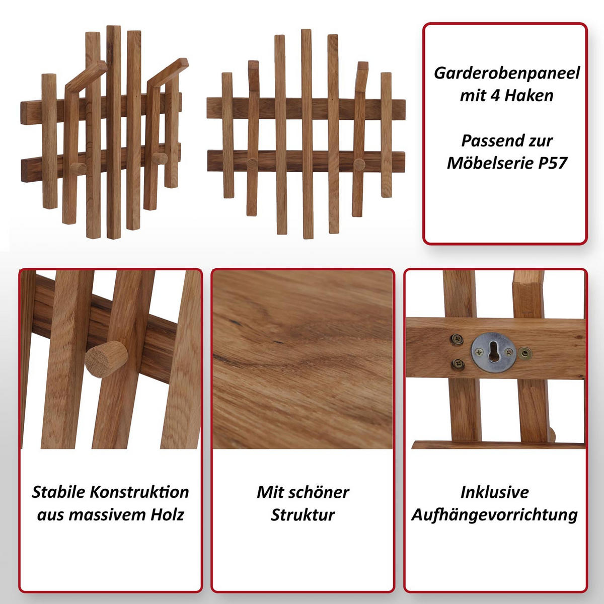ŠATNÍKOVÝ PANEL Dekor dub - dub Wotan, dřevo (38/40/12cm) - MCW