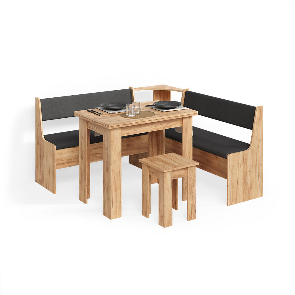 ECKBANKGRUPPE Tiberio Goldkraft Eiche 150 x 150 cm mit Tisch - Honigeiche, Holzwerkstoff (150/80/150cm) - Livinity®