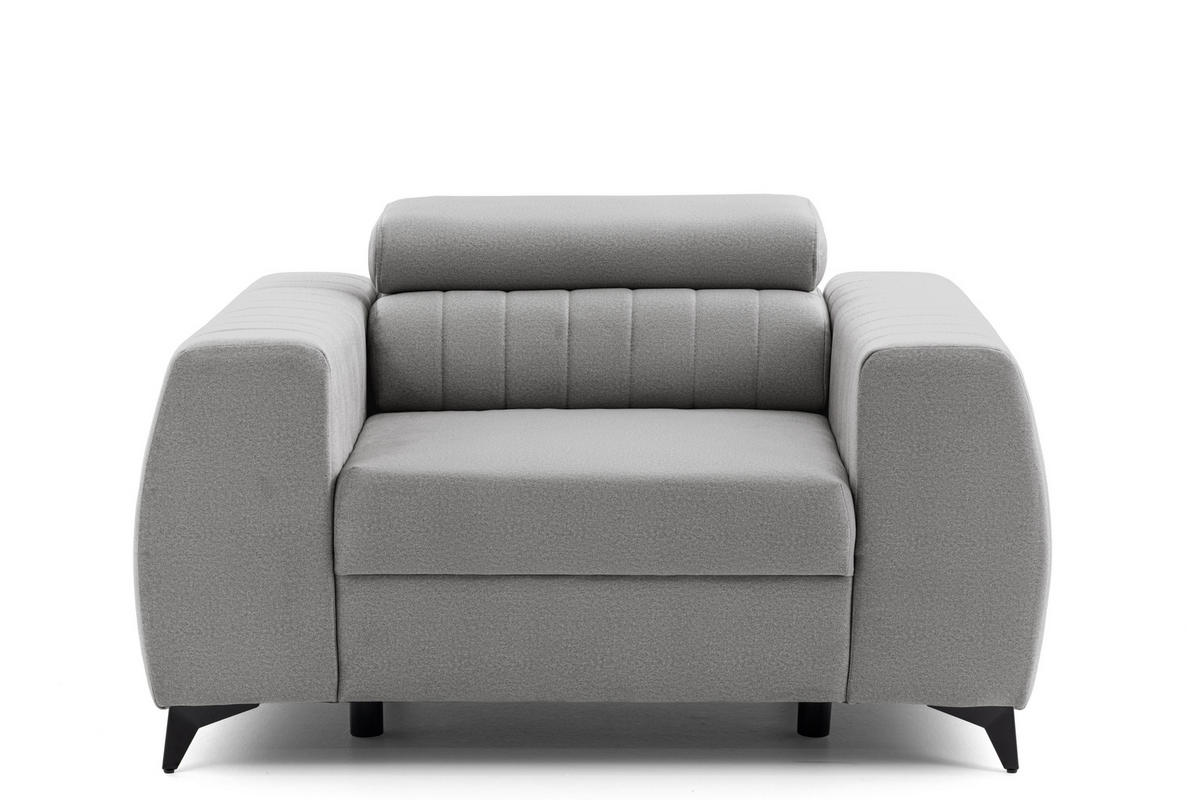 SESSEL PIERO mit verstellbare Kopfstütze Velours Hellgrau - Hellgrau/Schwarz, Holz/Textil (130/90/100cm) - Muffo