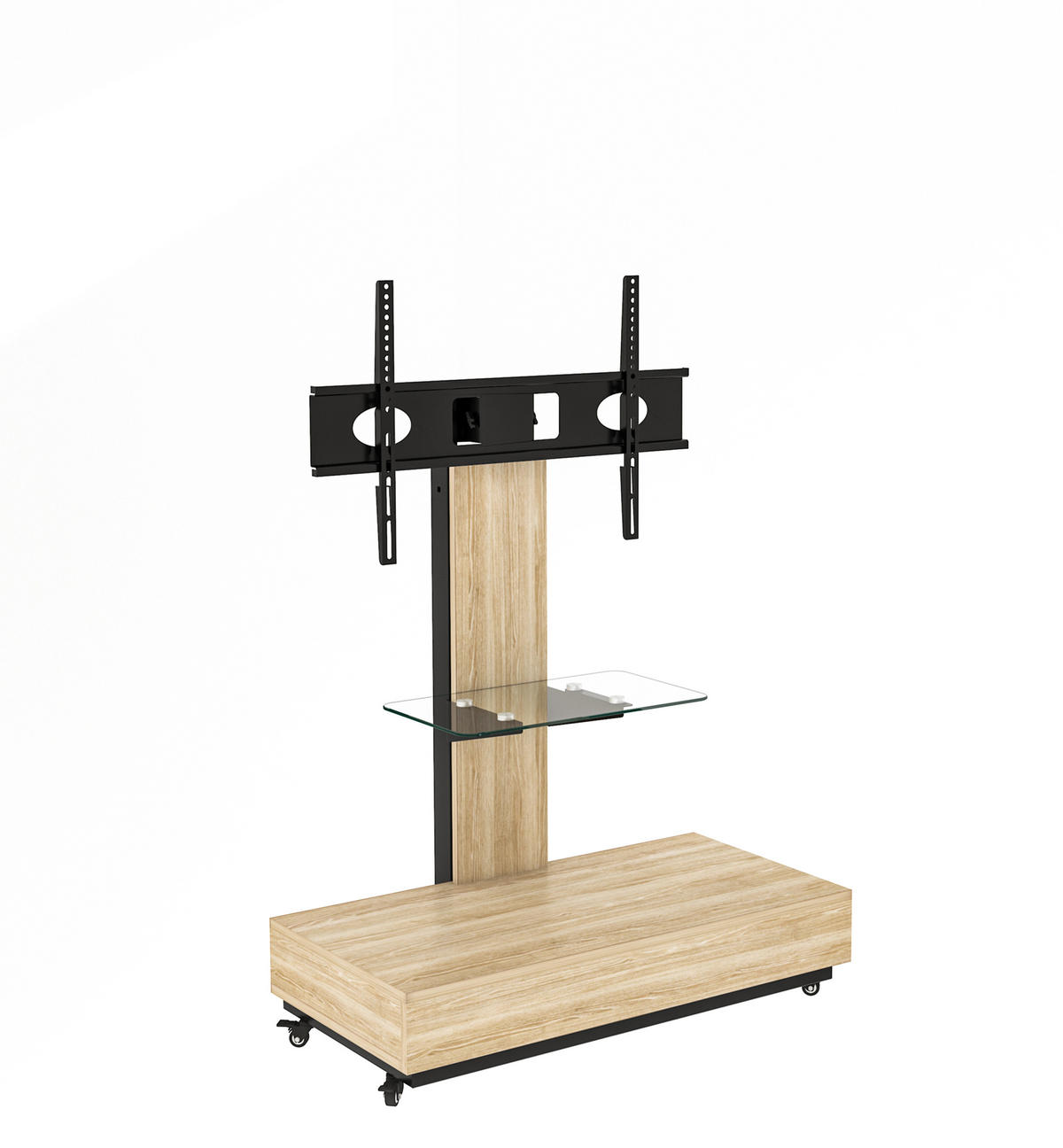 TV-HALTERUNG auf Rollen für 32–75 Zoll – höhenverstellbar & schwenkbar - Hellbraun, Holzwerkstoff (80/150/40cm) - BEAOK