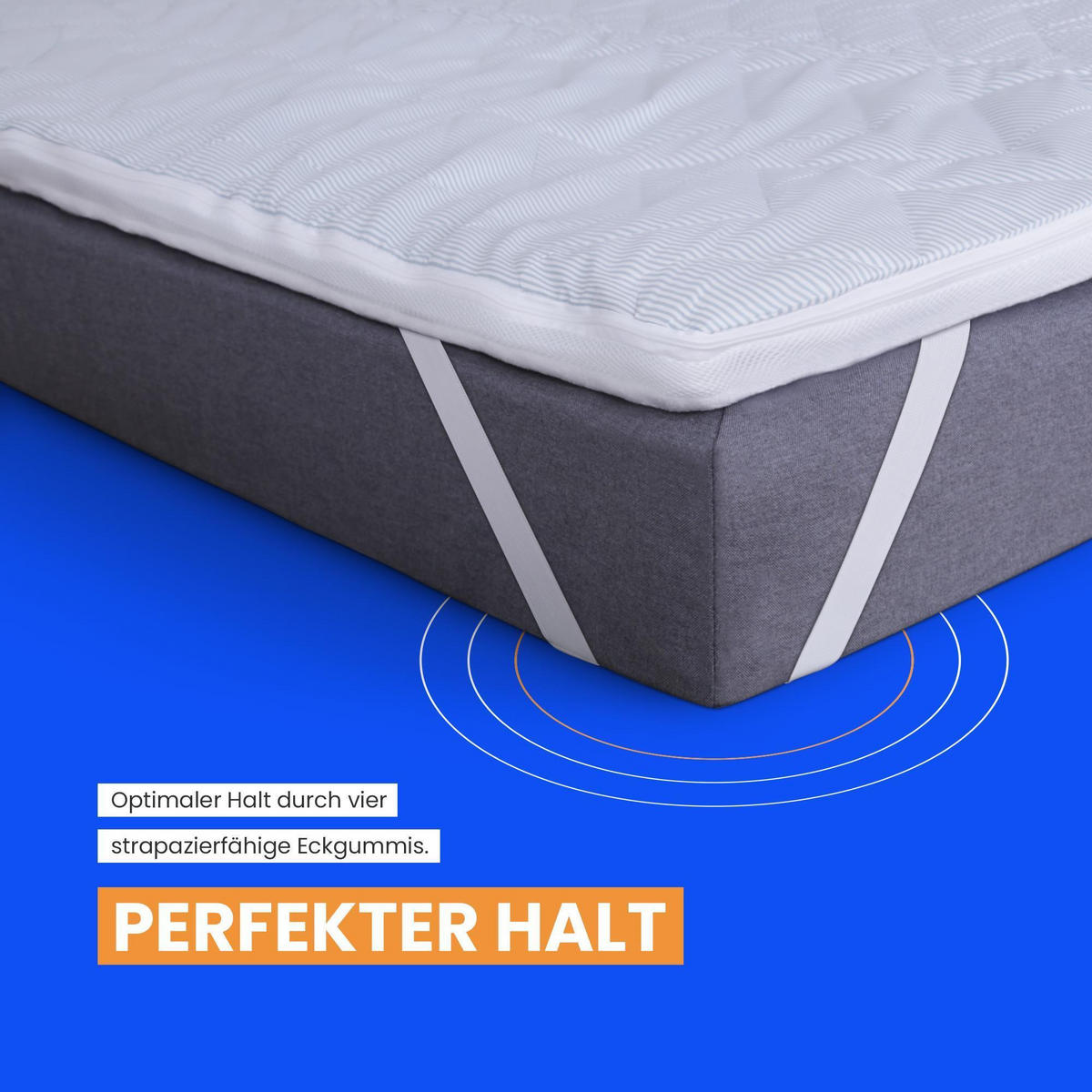 MATRATZENAUFLAGE mit Wendeseite blau/weiß gestreift 140x200x5cm - Weiß, Textil (140/200cm) - Bestlivings