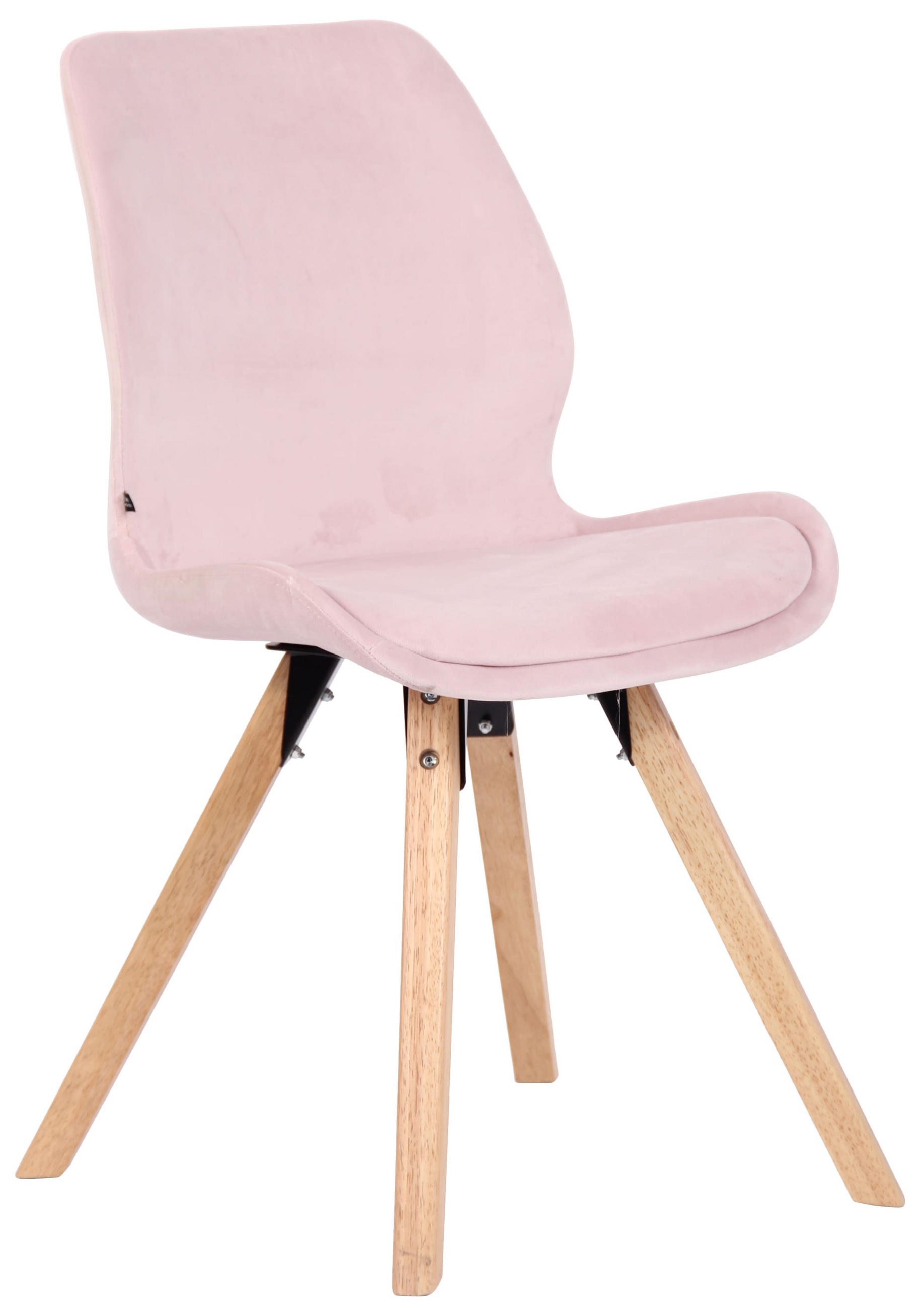 STUHL Samt pink - Pink/Eukalyptusholzfarben, Holz/Textil (49/87.5/58cm) - CLP