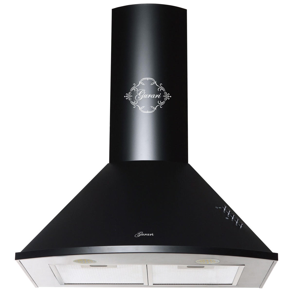DUNSTABZUGSHAUBE GCH C 046 BL 6 + Umluftset, 60 cm Schwarz - Schwarz, Metall (60/119/50cm) - Gurari