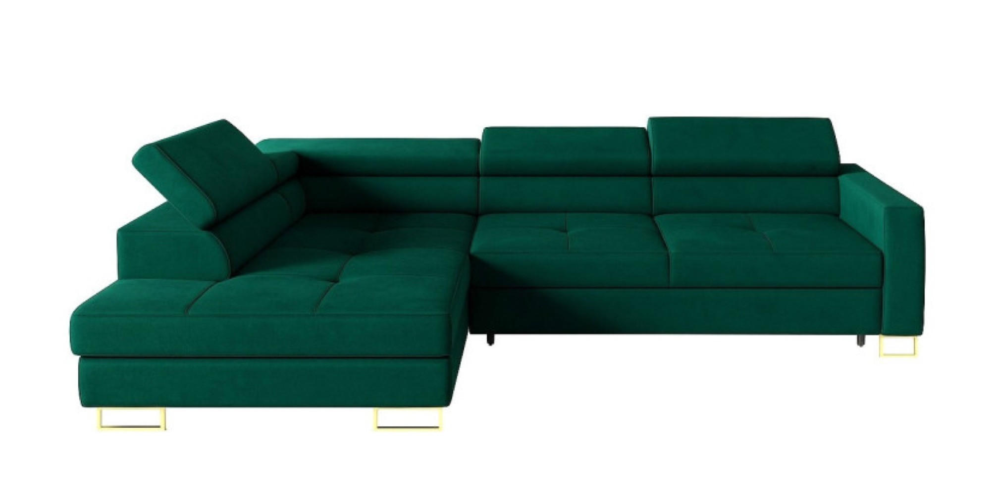 ECKSOFA Gold MERY Mit Verstellbaren Kopfstützen Links Ausziehbar - Grün, Textil (250/200cm) - Sepro Meble