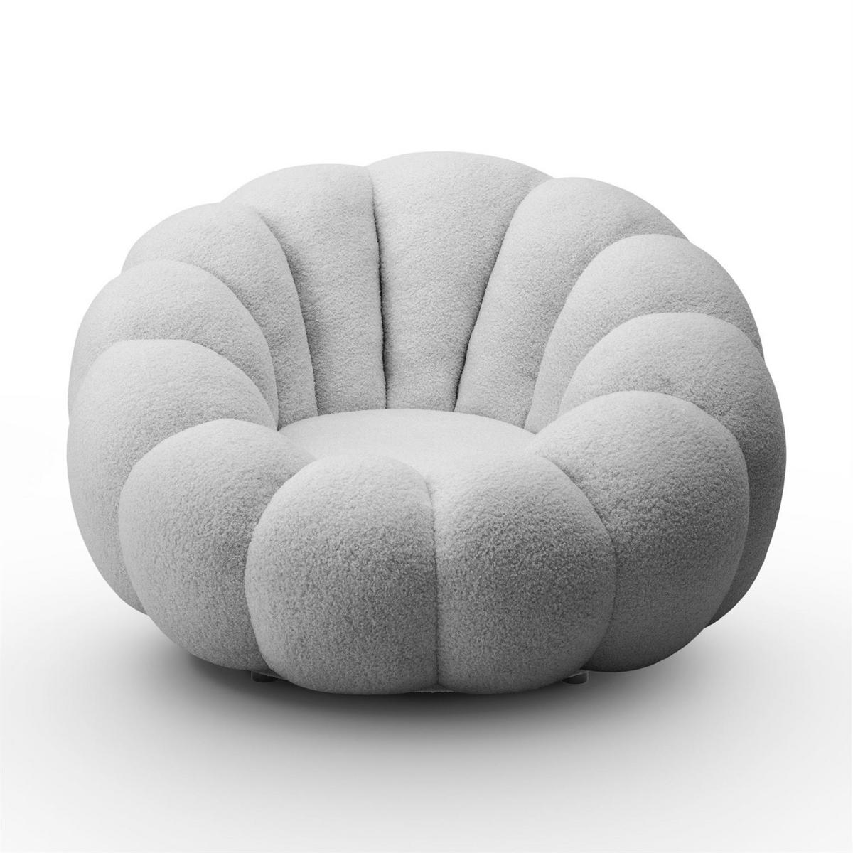 DREHSESSEL FLUFFY mit Fußstütze - Grau, Textil (95/60/95cm) - Lookway