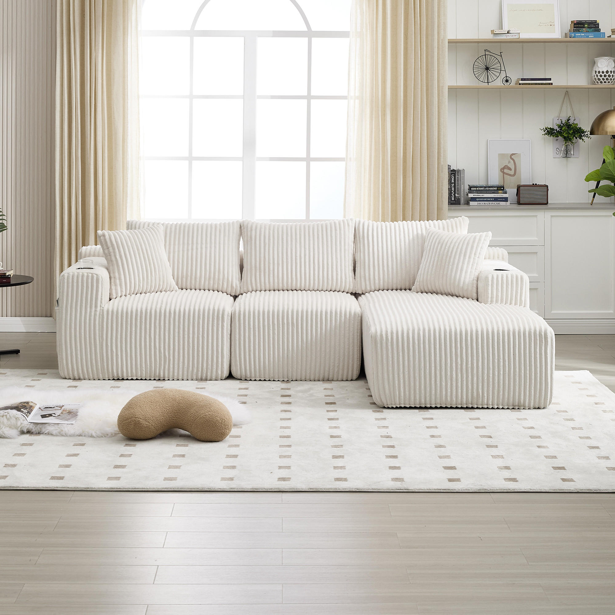 Thumbnail - Redom Modulares, Beige, Textil, 257x160 cm, Wohnzimmer, Sofas & Couches, Wohnlandschaften, Ecksofas