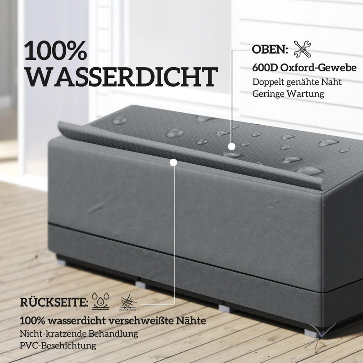 ABDECKPLANE 190x72x76 cm 600D wasserdicht hellgrau - Hellgrau, Textil (72/190.5/76cm) - Fortuna Lai