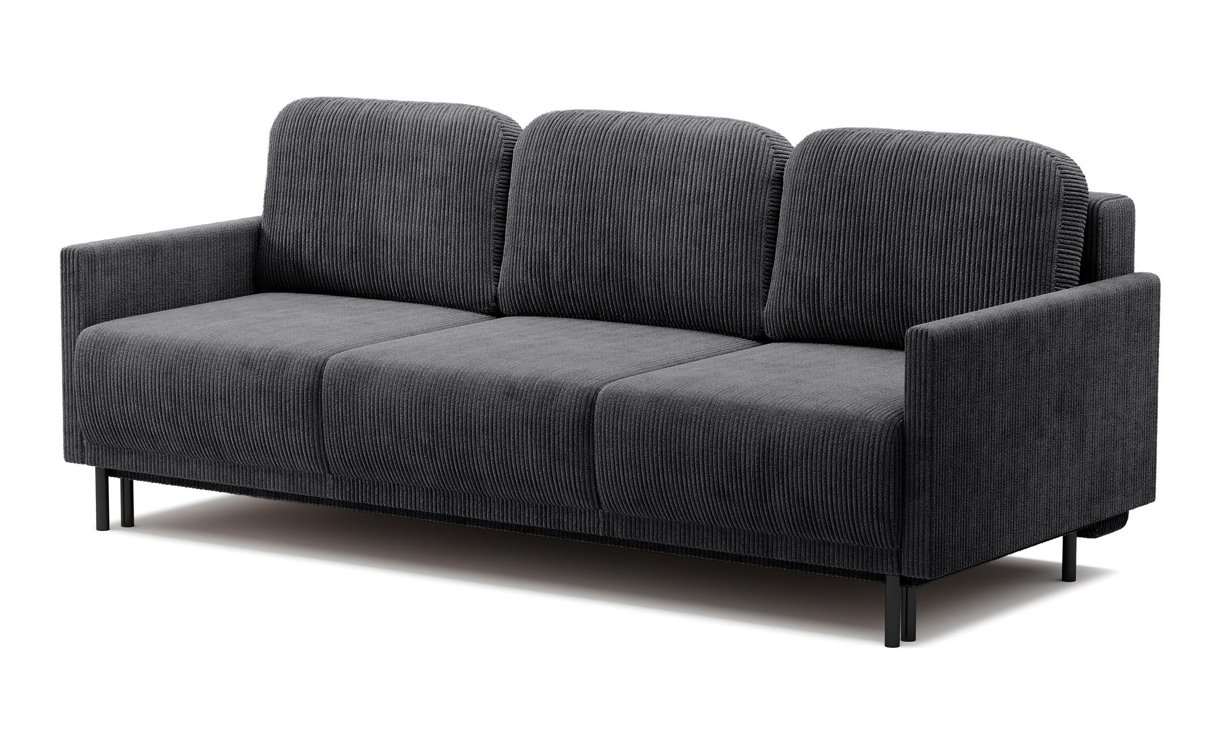 SCHLAFSOFA Hamiel Graublau Cordbezug 212 cm - Dunkelgrau/Schwarz, Holz/Textil (212/87/97cm) - Selsey