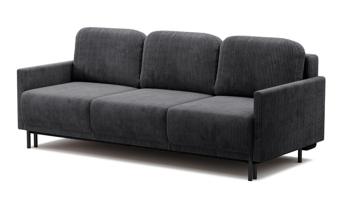 SCHLAFSOFA Hamiel Graublau Cordbezug 212 cm - Dunkelgrau/Schwarz, Holz/Textil (212/87/97cm) - Selsey