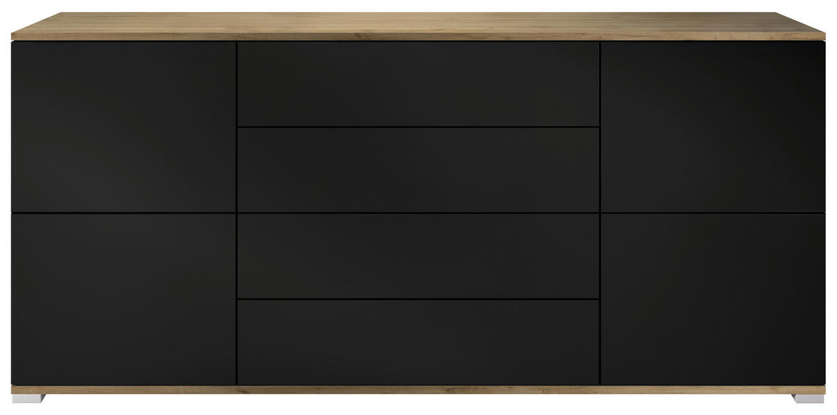 SIDEBOARD Rova Schwarz matt - Schwarz, Holzwerkstoff (166.5/75.5/35cm) - Vladon