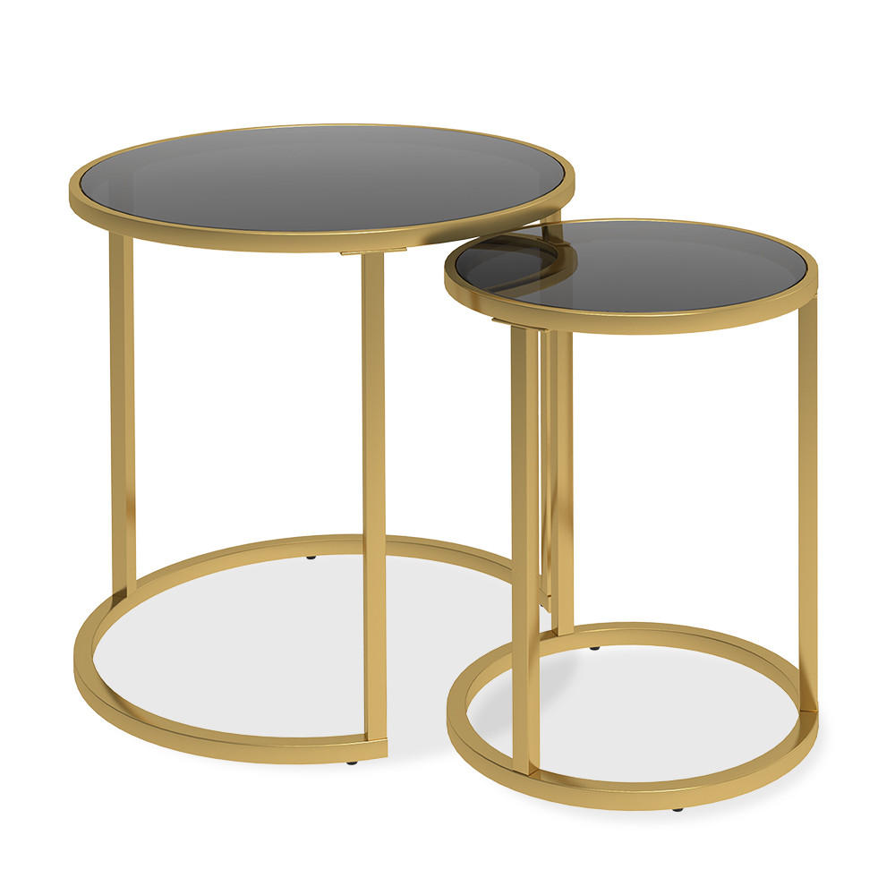BEISTELLTISCH-SET Sevilla Schwarz 50 x 45,5 cm 2er Set - Schwarz, Glas (45.5/50/35cm) - Vicco