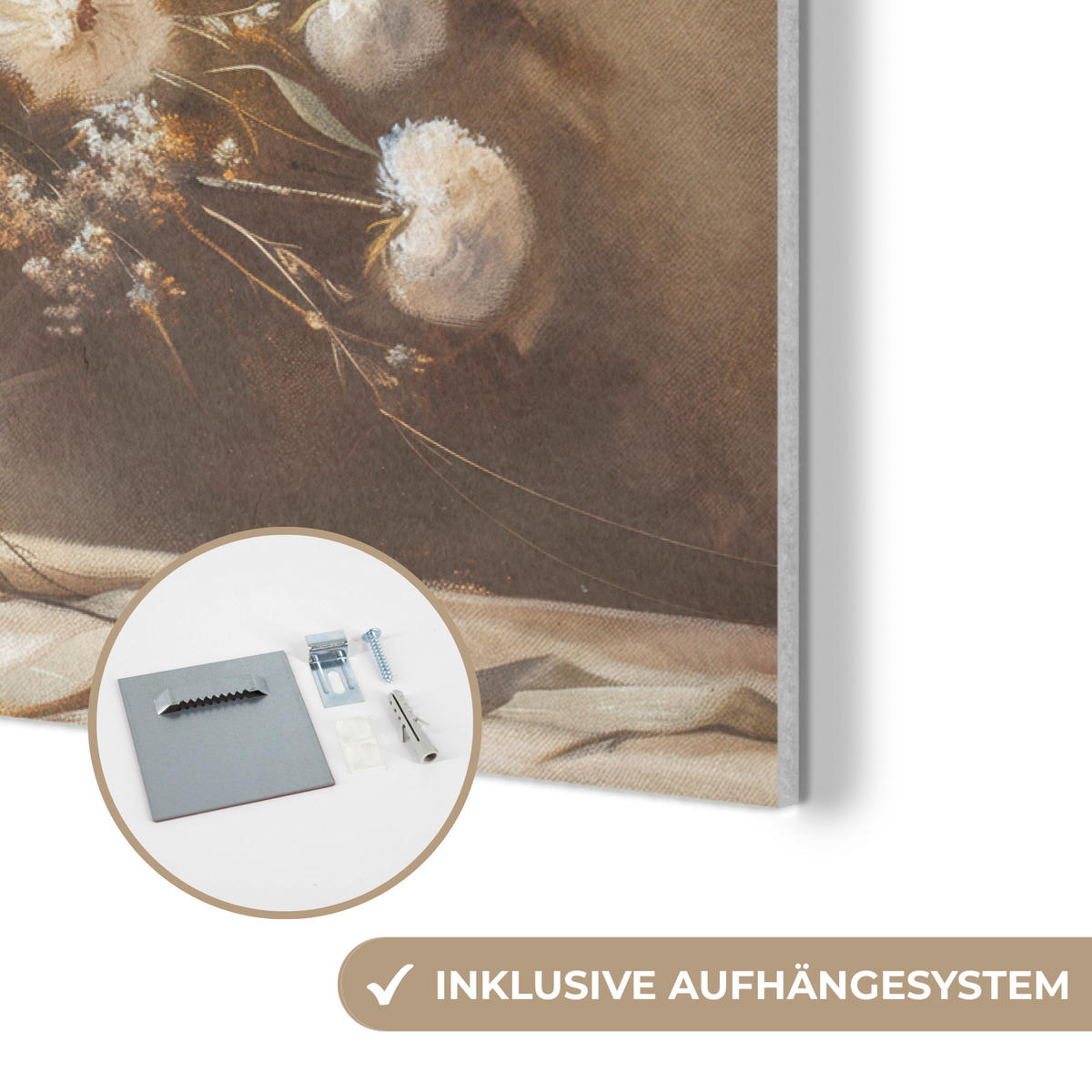 AKUSTIKBILD Blumen - Vase - Stilleben - Beige Akustikpaneele 90x60 cm - Creme, Kunststoff (90/60/0.9cm) - MuchoWow