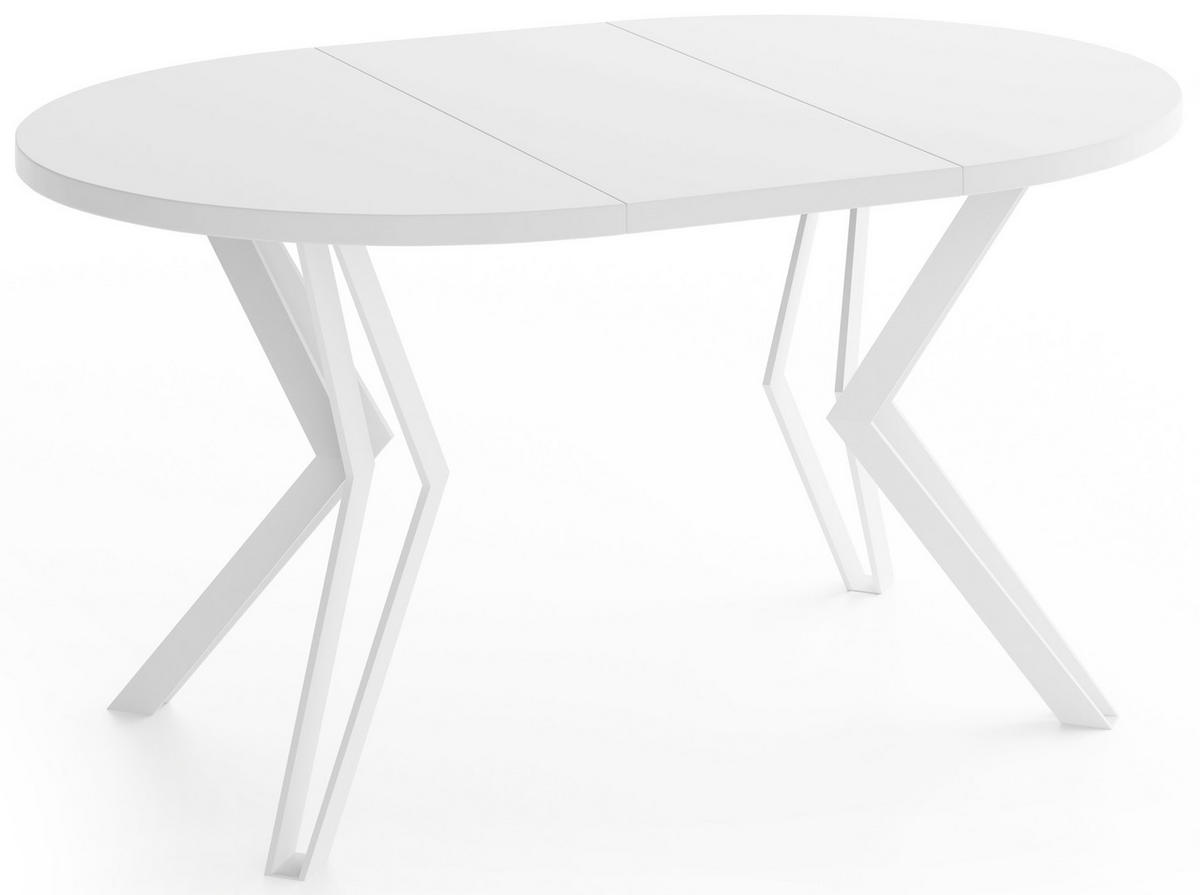 ESSTISCH Austin runder ausziehbarer, Weiß 120-200/100/76 cm - Weiß, Holzwerkstoff/Metall (120/200/76cm) - WFL GROUP