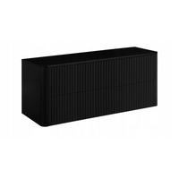 WASCHBECKENUNTERSCHRANK LINEA hängend geriffelt Schwarz matt mit Waschtischplatte 120/48/44 cm - Schwarz, Holzwerkstoff (120/48.4/43.7cm) - Rodan