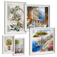 BILDER SET 5er Set - 50x50 cm & 20x30 cm & 40x60 cm Weißer Rahmen - Blick auf das Meer aus Zitronenbäumen - Weiß, Kunststoff (40/60cm) - TULUP