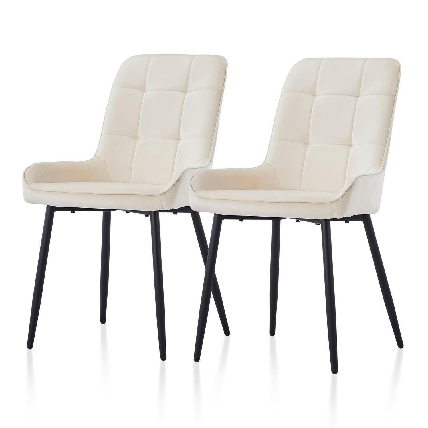 ESSZIMMERSTÜHLE 2er Set Samt Creme - Creme, Textil (48.5/83/40cm)