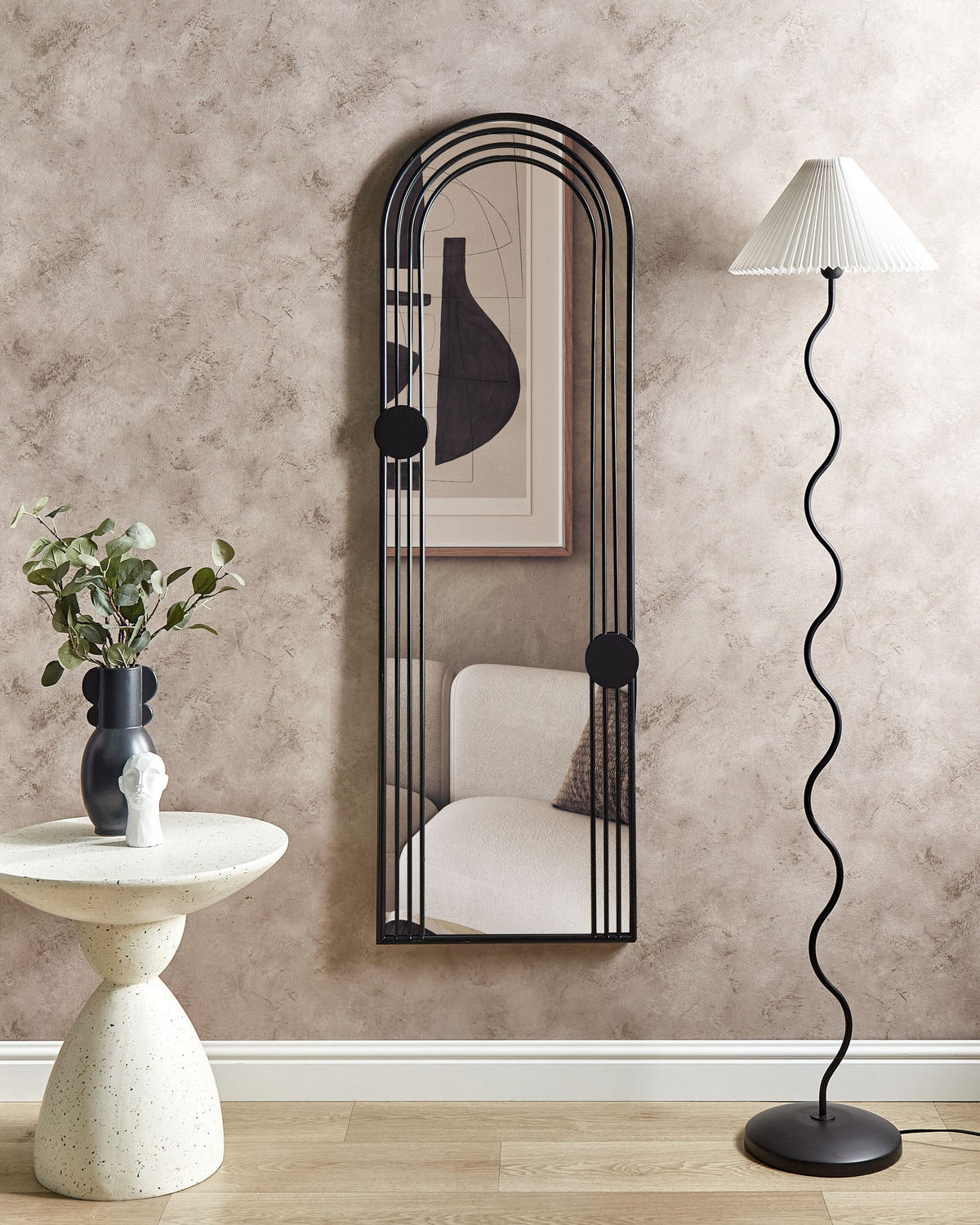 WANDSPIEGEL schwarz Metall 45/146 cm Ajain - Schwarz, Metall (45/146/3cm) - Beliani