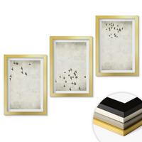 WANDBILDER 3er Set - 20x30 cm Goldrahmen - Minimalistische Vogelmalerei - Goldfarben, Kunststoff (20/30cm) - ArtPrintCave