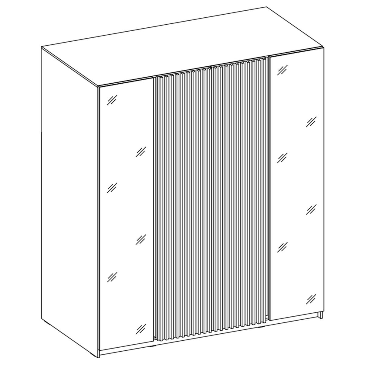 KLEIDERSCHRANK Nehir Korpus Eiche Evoke, Front Schwarz/Eiche Evoke 200 cm - 4T Modern mit Spiegeln außen und Lamellentüren mittig - Eichefarben/Schwarz, Holzwerkstoff/Kunststoff (200/239/61.9cm) - AX Living