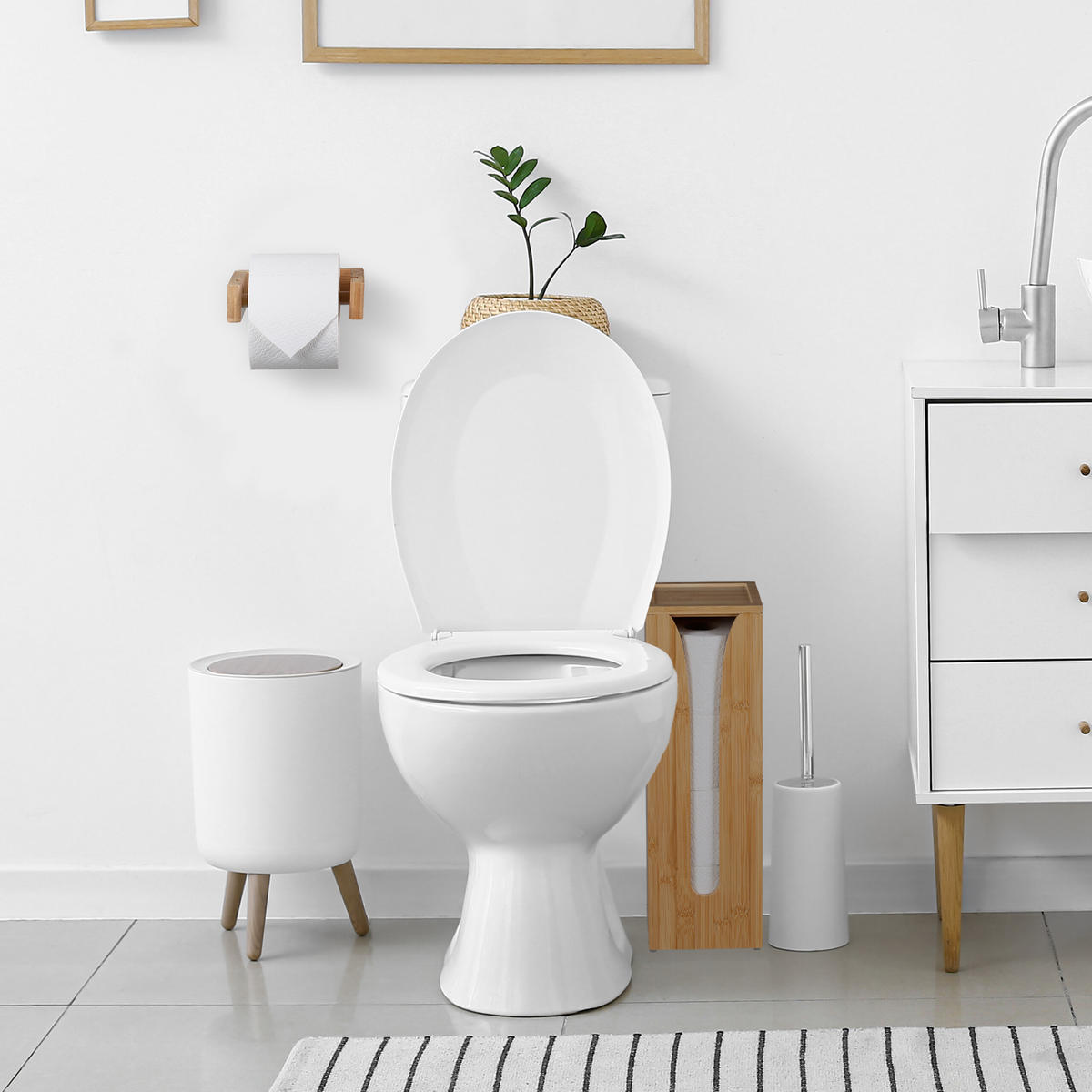 2-TLG.TOILETTENPAPIERHALTER-SET - Hellbraun, Holz (14/43/14cm) - Relaxdays