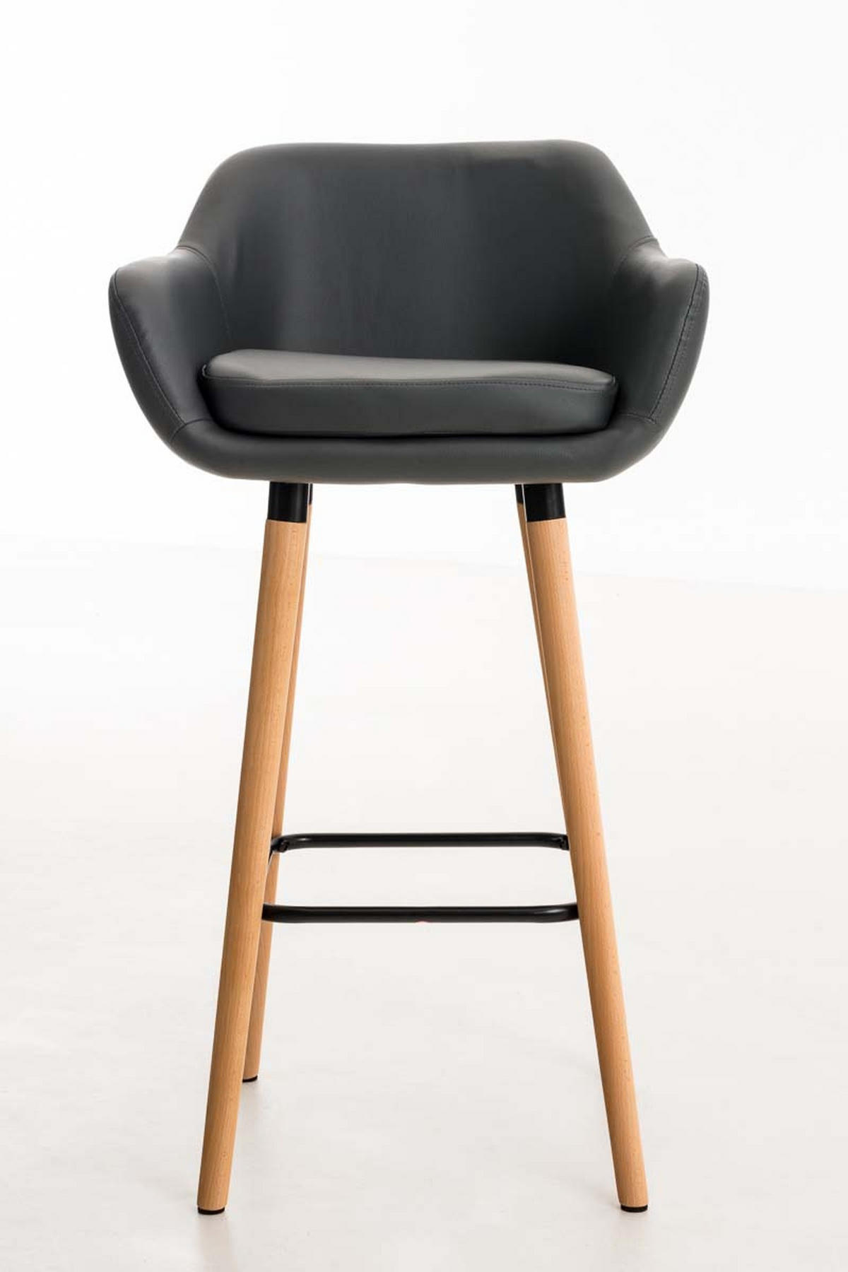 BARHOCKER Grande, 2er Set, Gestell Holz, Kunstleder Grau - Braun/Grau, Holz/Kunststoff (55/99/46cm) - TPFLiving