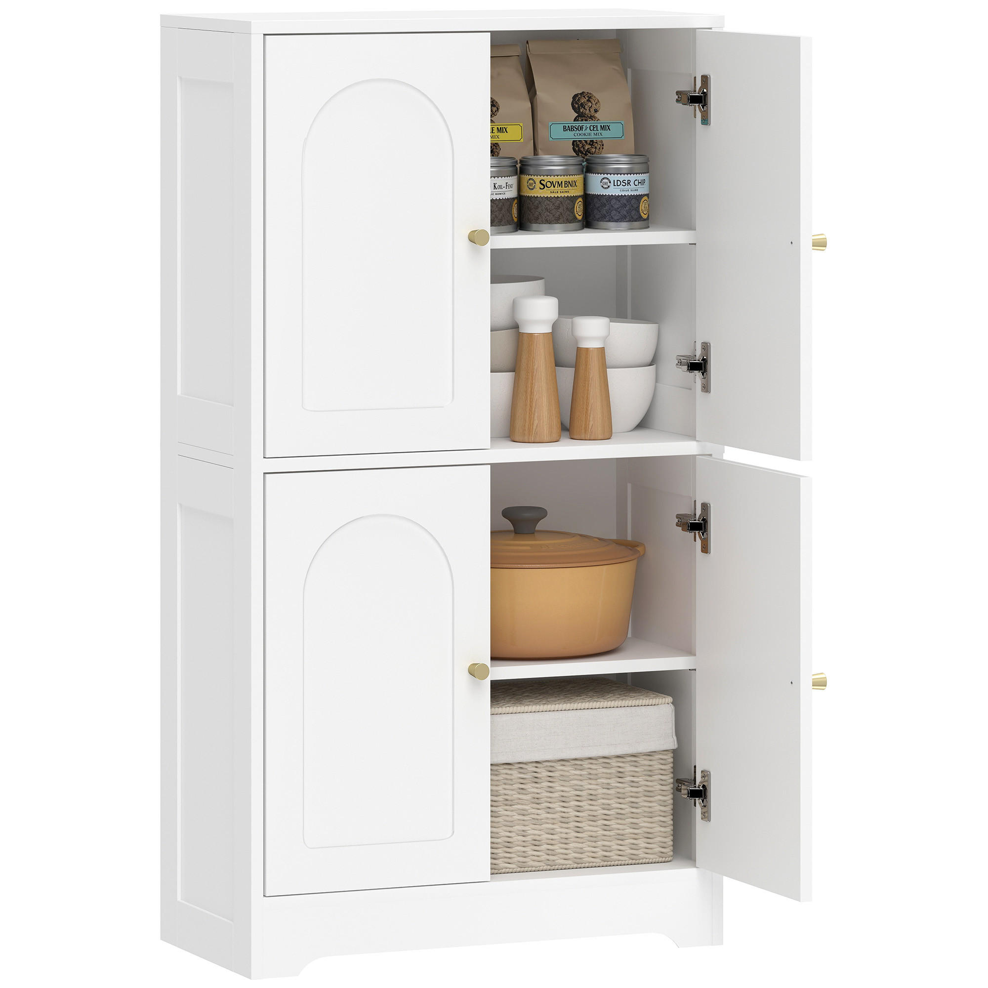 KÜCHENSCHRANK Spanplatte Weiß - Goldfarben/Weiß, Holz/Holzwerkstoff (30/110/60cm) - HOMCOM