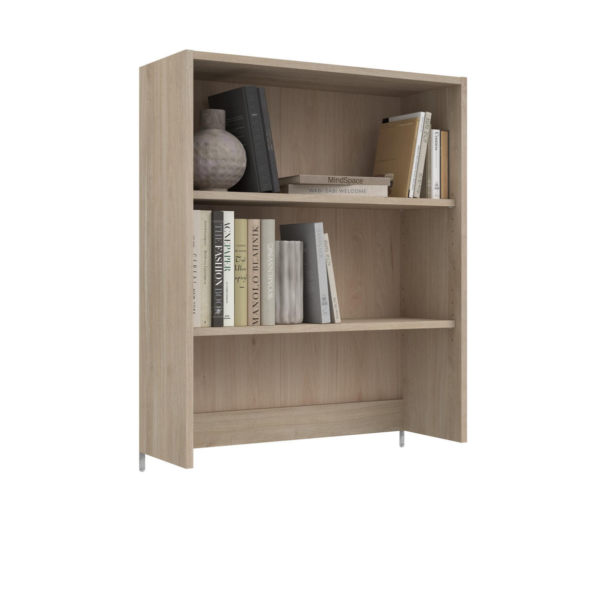 SCHREIBTISCH Büro Start Up 12 in Weiß und Japanischer Eiche – Schreibtisch, Container mit zwei Aktenregalen und Aufsatzregal - Braun, Holzwerkstoff (120/80/200cm)