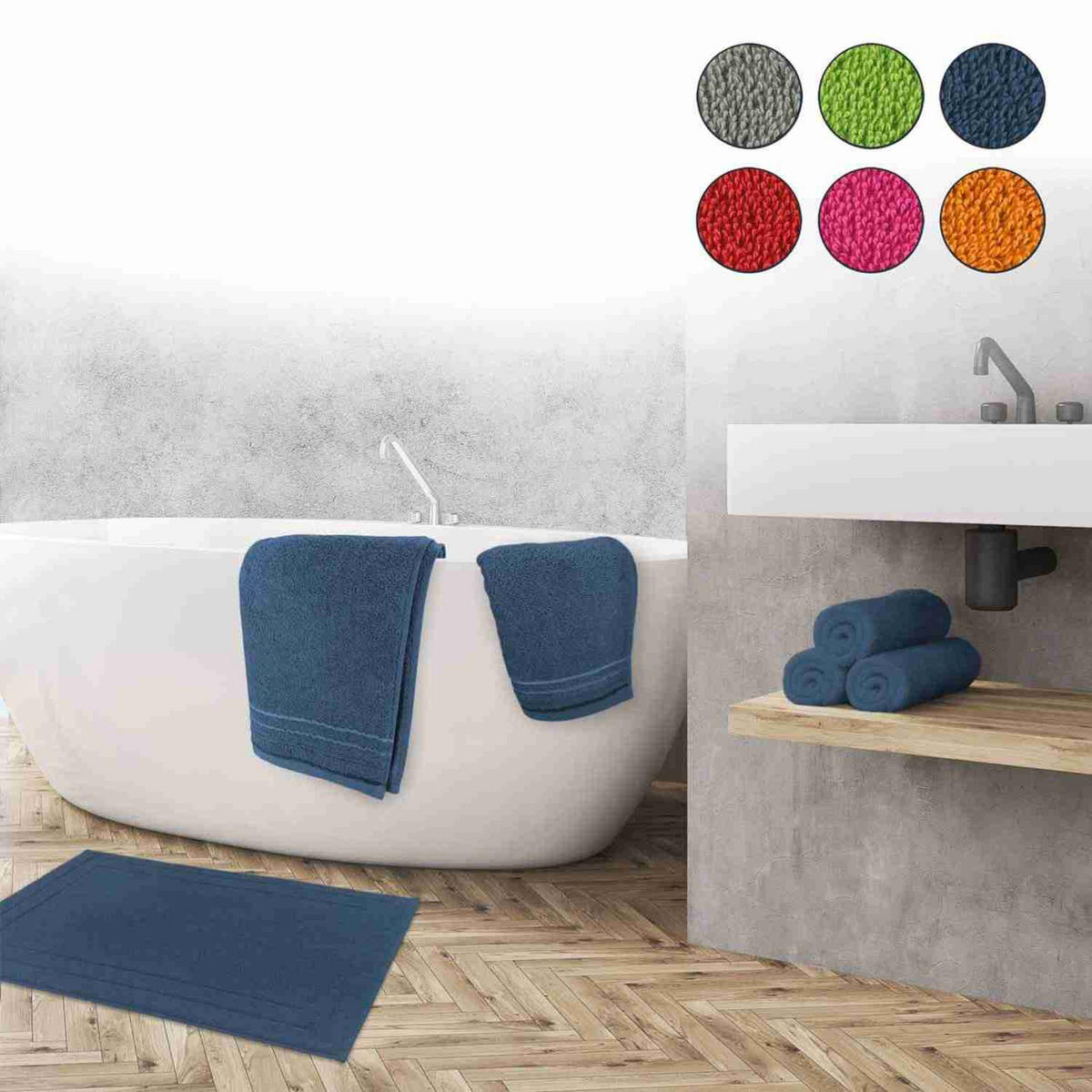 DUSCHTUCH JASMINA WEICH - Blau, Textil (70/140cm) - WohnDirect