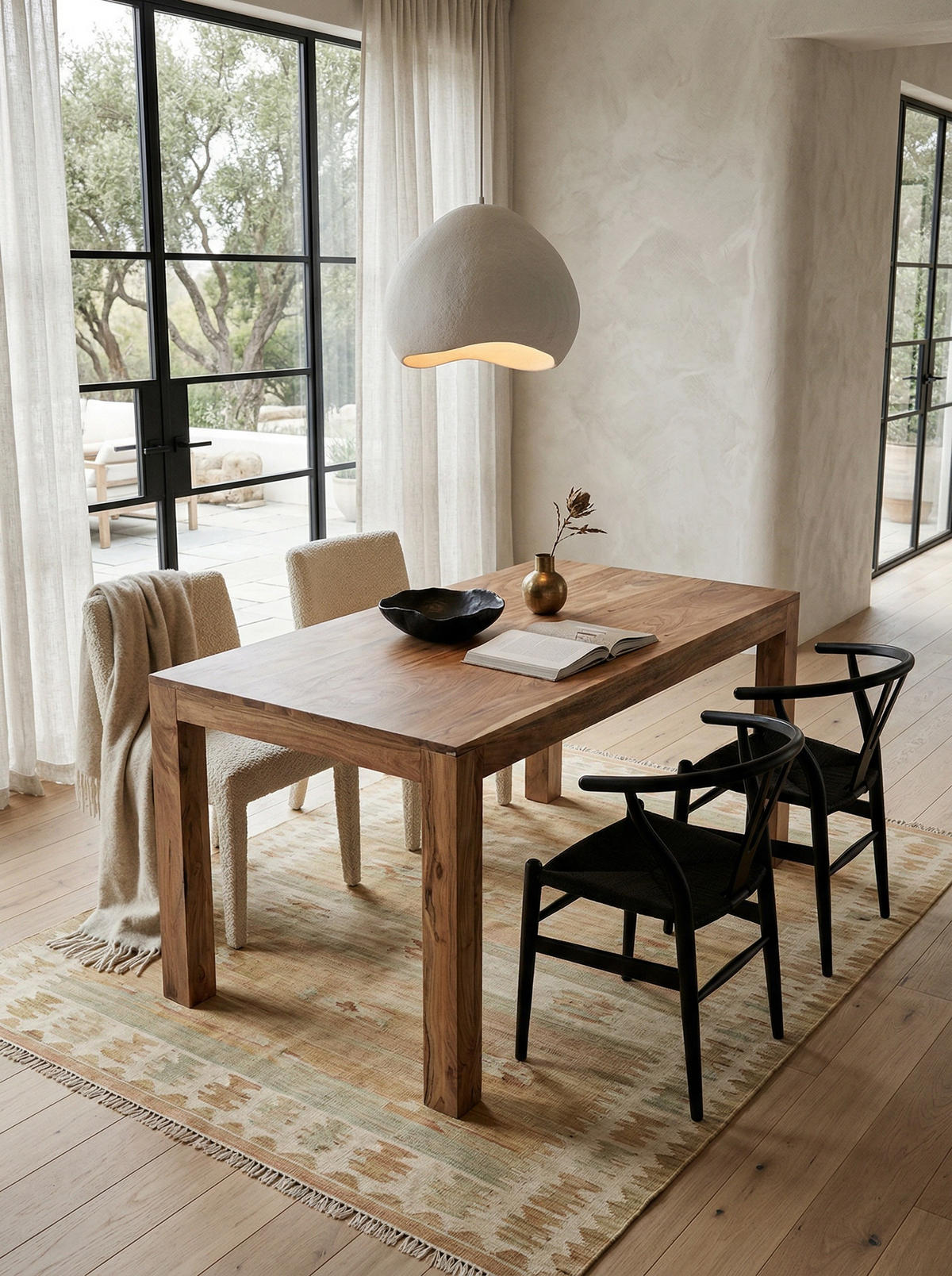 ESSTISCH Massivholz Akazie Rechteckig Handgefertigt NAKO, Beige 120x60x76 cm - Hellbraun/Beige, Akazienholz/Holz (60/120/76cm) - KADIMA DESIGN