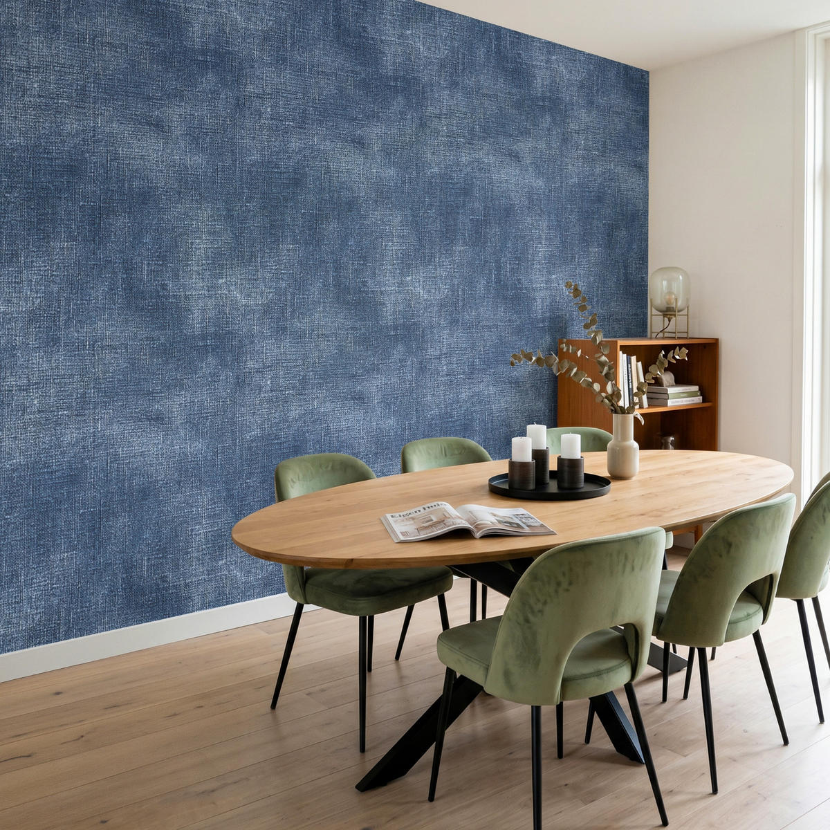 TAPETE - Leinen - Textur - Muster - Denim - Rustikal - 300x200 cm - Blau, Papier (300/200cm) - OnlyWow