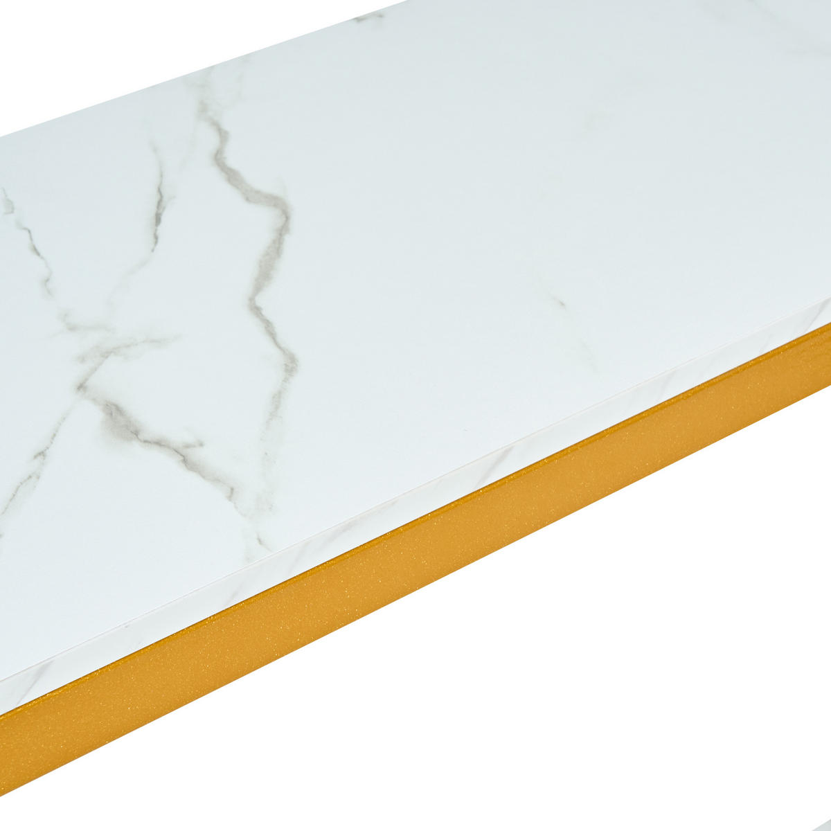 KONSOLENTISCH DE-37416 2-etagig mit Marmoroptik Gold - Goldfarben, Metall (124/34/80cm) - ComfortXL