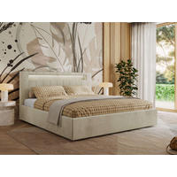 POLSTERBETT GOLD 5 CLASSIC 200/200 - Beige Velvet - Schaum-Matratze - Beige, Textil (200/200cm) - MKS