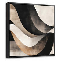 LEINWAND Bilder mit Rahmen - Abstrakt - Wellen - Schwarz - Verwittert - 20x20 - Trüffeleichefarben, Textil (20/20cm) - MuchoWow