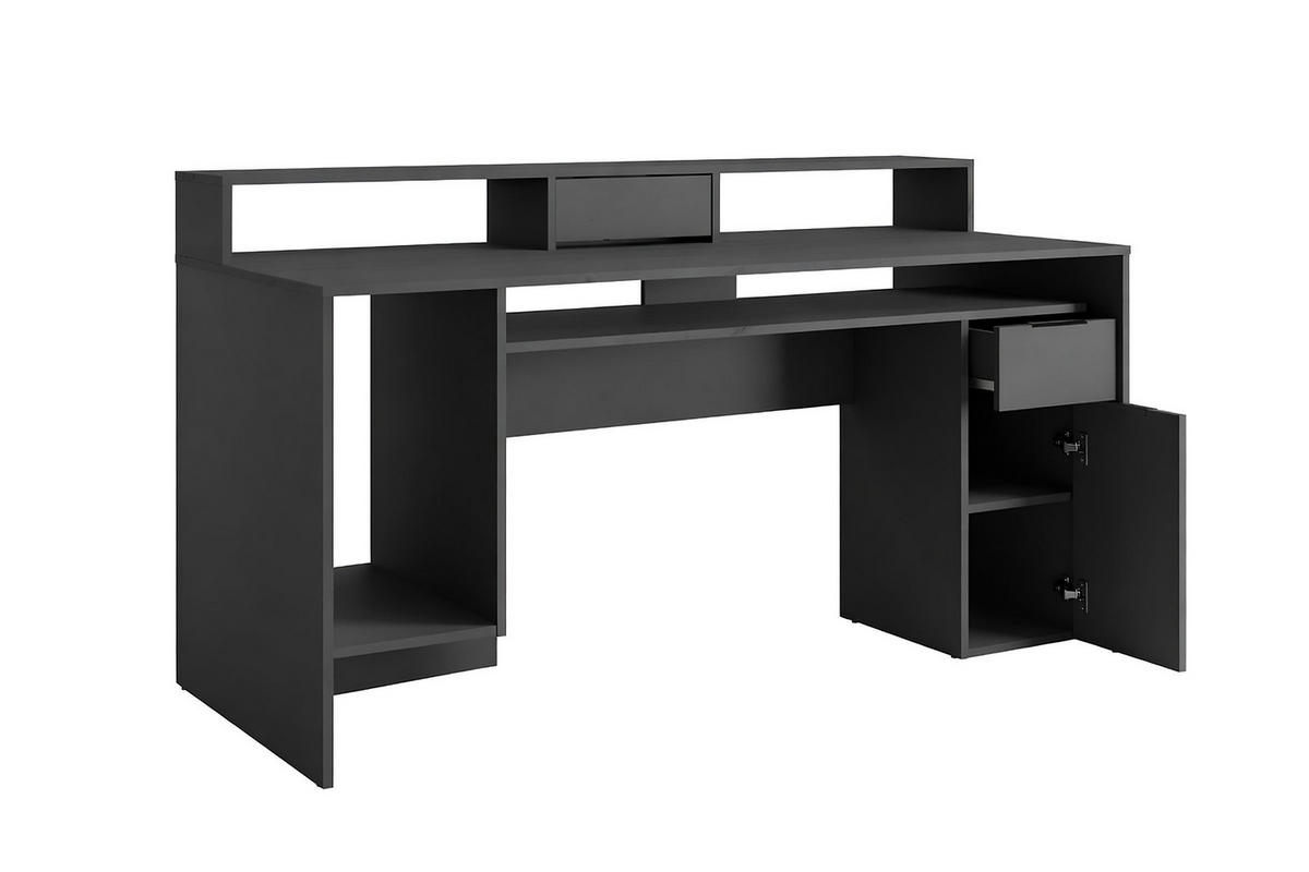 GAMINGTISCH ROX 160 cm breit in Graphit - Graphitfarben, Holzwerkstoff (70/160/92cm) - Deine Möbel 24
