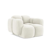 SESSEL Samt Stoff Beige - Hellbraun/Schwarz, Holzwerkstoff/Kunststoff (120/72/115cm) - Makamii