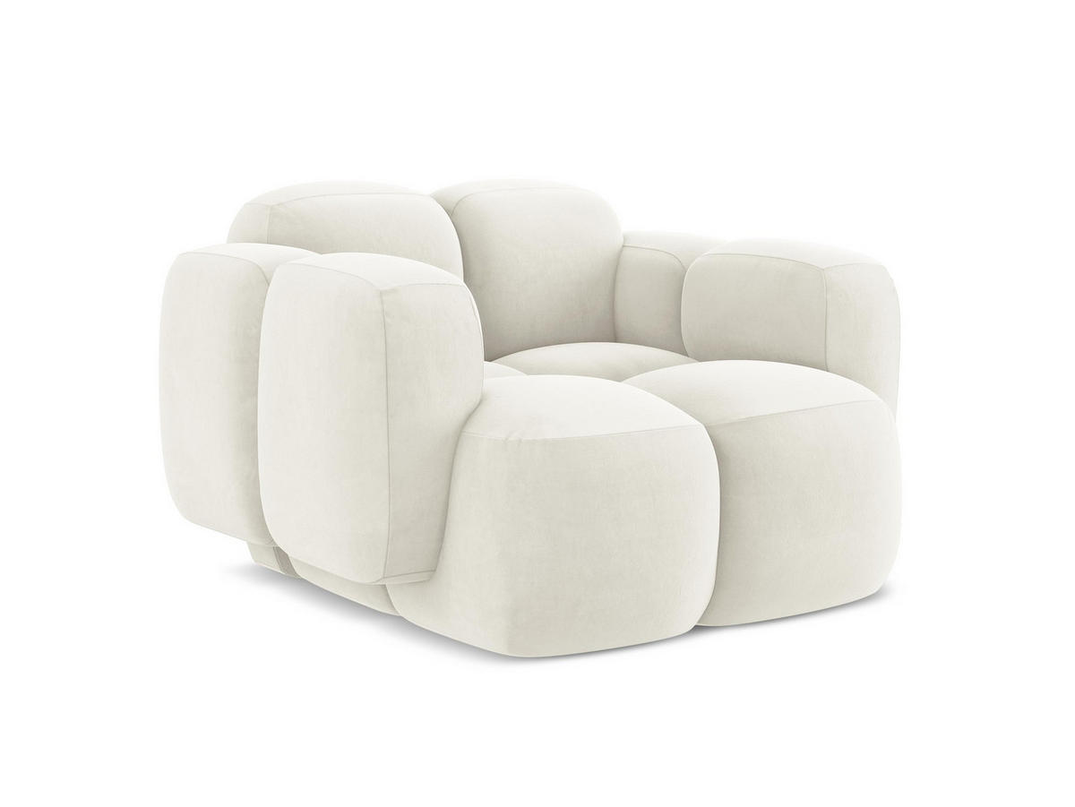 SESSEL Samt Stoff Beige - Hellbraun/Schwarz, Holzwerkstoff/Kunststoff (120/72/115cm) - Makamii