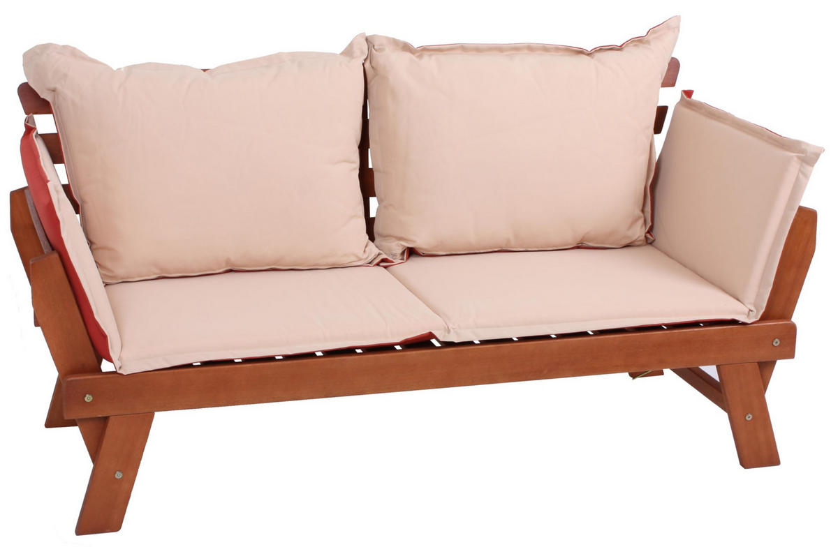 GARTENBANK Odense umklappbare Armlehnen Terrassenbank - Braun, Holz (72/75/195cm) - DELUKE