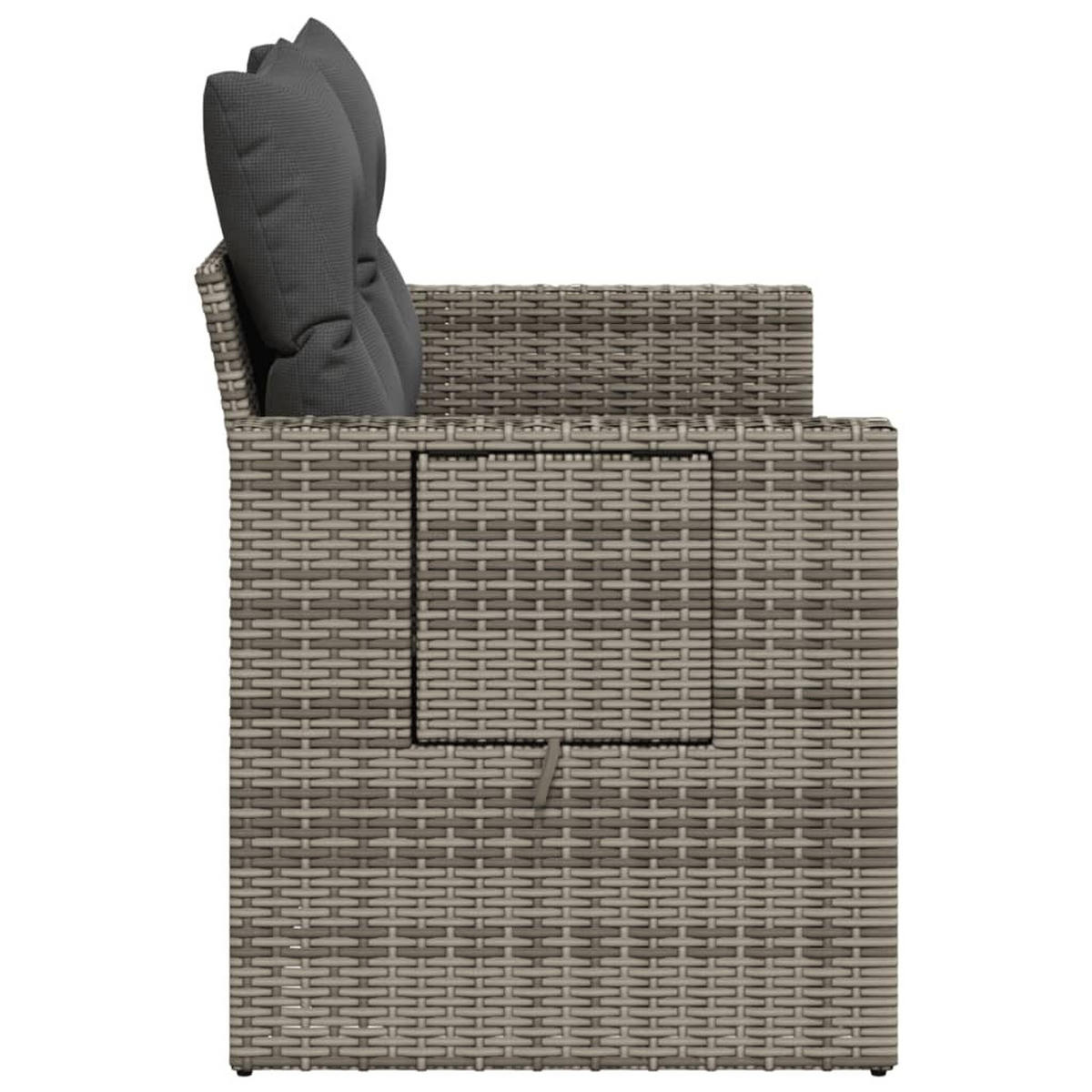 GARTENSOFA 2-Sitzer Mit Kissen Grau Poly Rattan - Grau, Kunststoff (124/69/62cm) - vidaXL