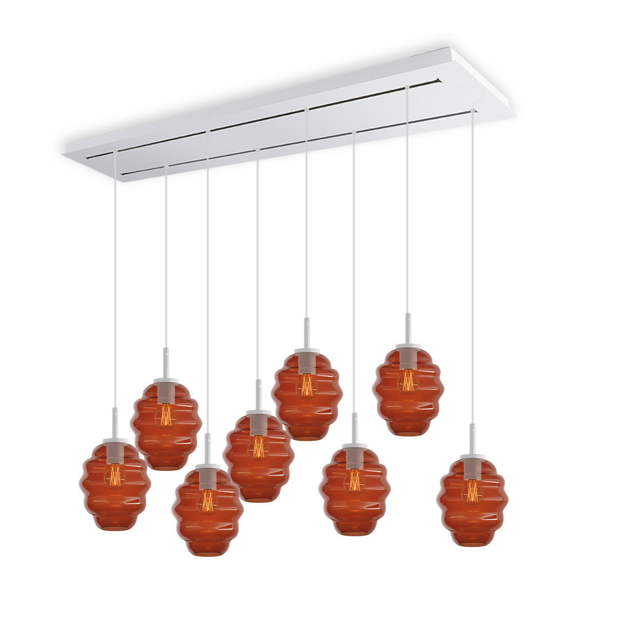 HÄNGELEUCHTE Echos 8-flammig Braun Ø 18cm - Braun/Weiß, Glas (18/18/20cm) - s.luce