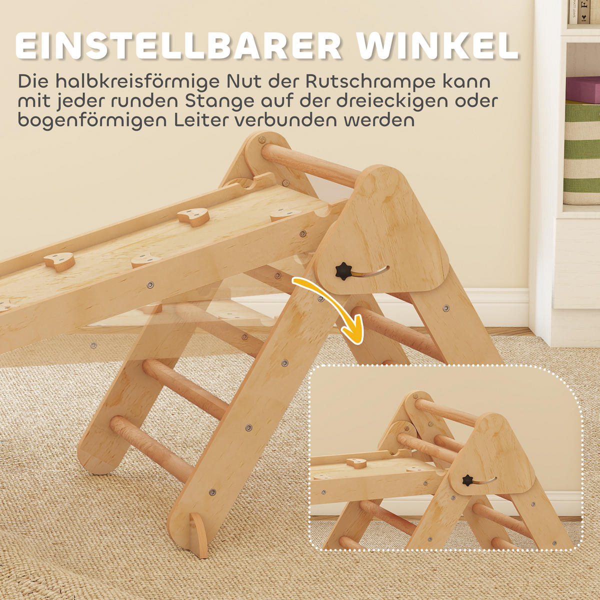 KLETTERGERÜST 7-in-1 DE-09861 Holz - Naturfarben, Holz (70/59/188cm) - ComfortXL