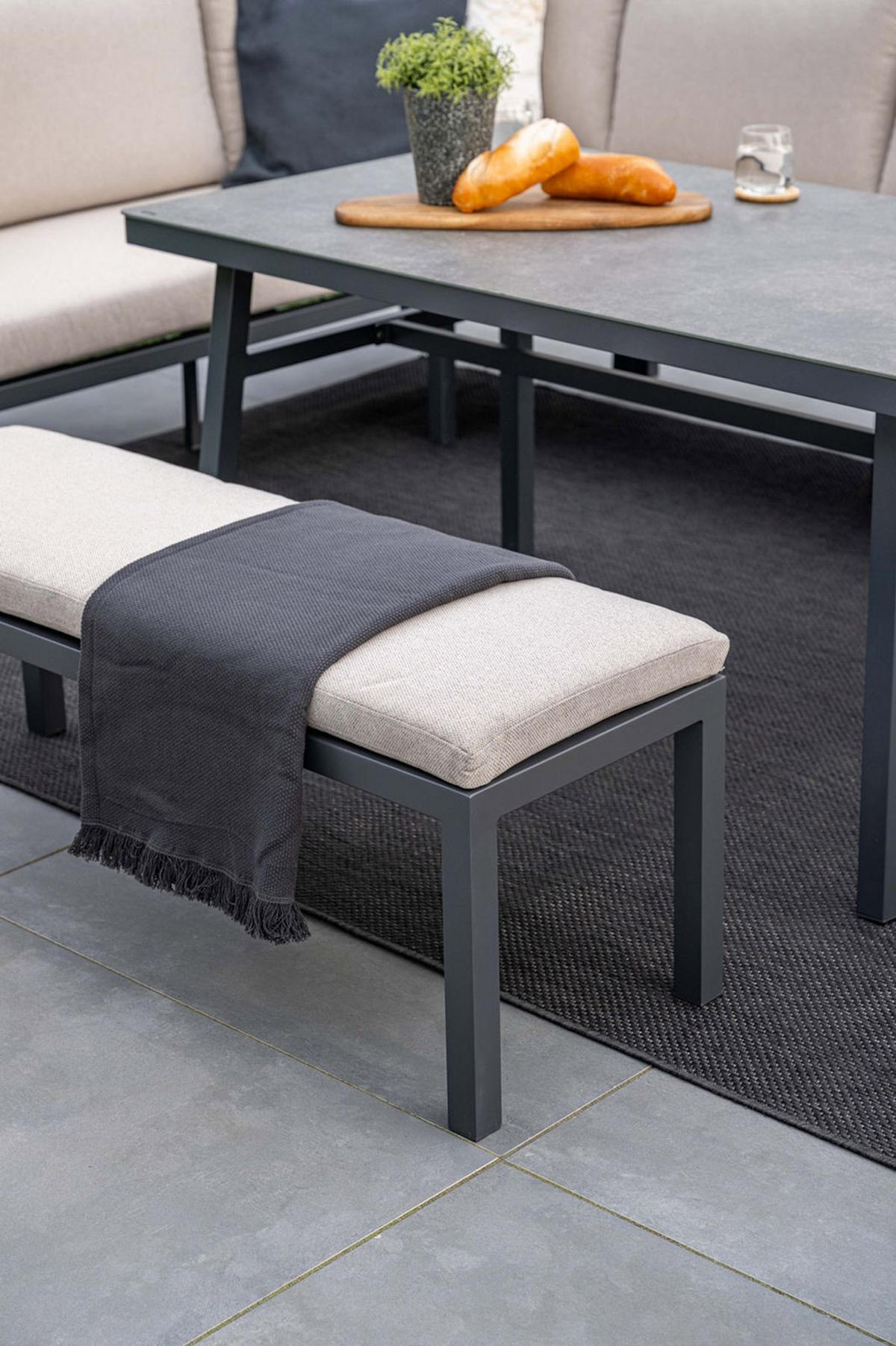 GARTENLOUNGESET Corsica 4-tlg., Premium Dining Ecklounge Set, Gartenmöbelset - Anthrazit, Metall - GARDEN IMPRESSIONS