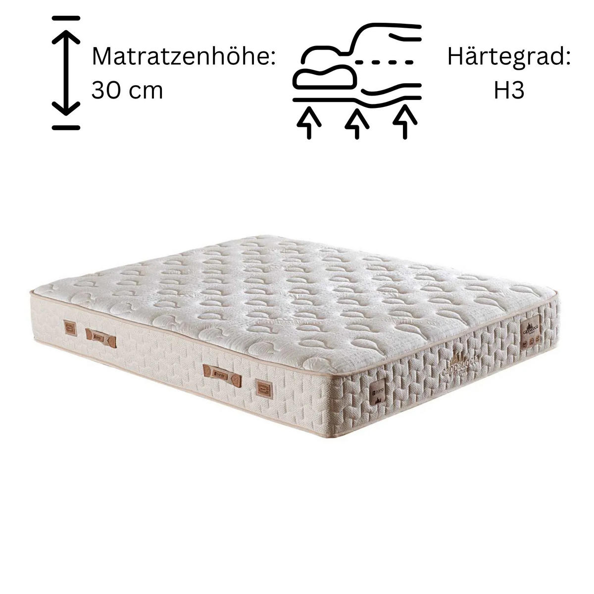 MATRATZE 160x200 Bambi Cappadocia H3 Höhe 30 cm - Weiß, Textil (160/200cm)