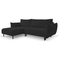ECKSOFA ADEL mit Schlaffunktion und Bettkasten, L-förm, Metallbeine, verstellbar lose Rückenkissen, freistehend, LINKS, 171x257x90 cm, Black - Schwarz, Holz/Textil (171/257cm) - DomoHome