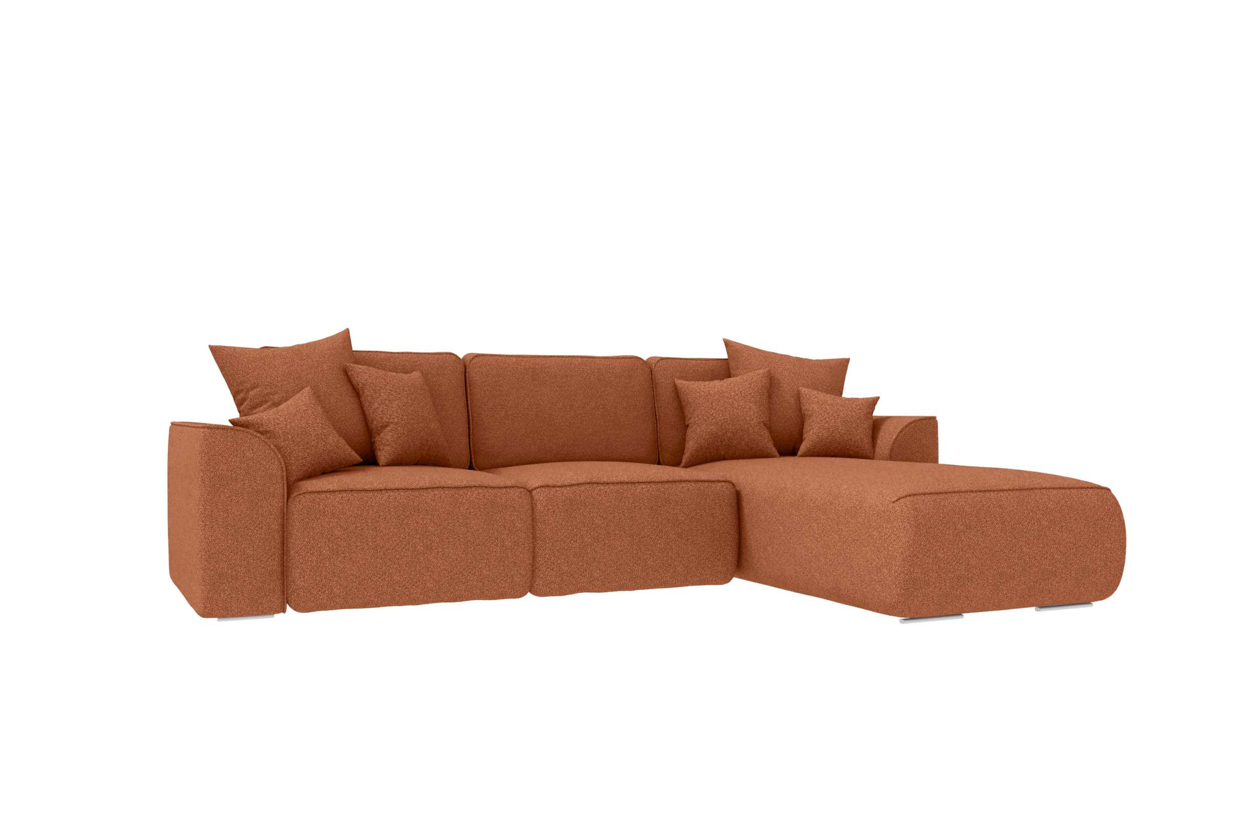 ECKSOFA GUSTO Strukturstoff Rostfarben Rechts inkl. Schlaffunktion - Chromfarben/Rostfarben, Kunststoff/Textil (295/194cm) - 99rooms
