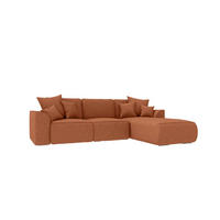 ECKSOFA GUSTO Strukturstoff Rostfarben Rechts inkl. Schlaffunktion - Chromfarben/Rostfarben, Kunststoff/Textil (295/194cm) - 99rooms