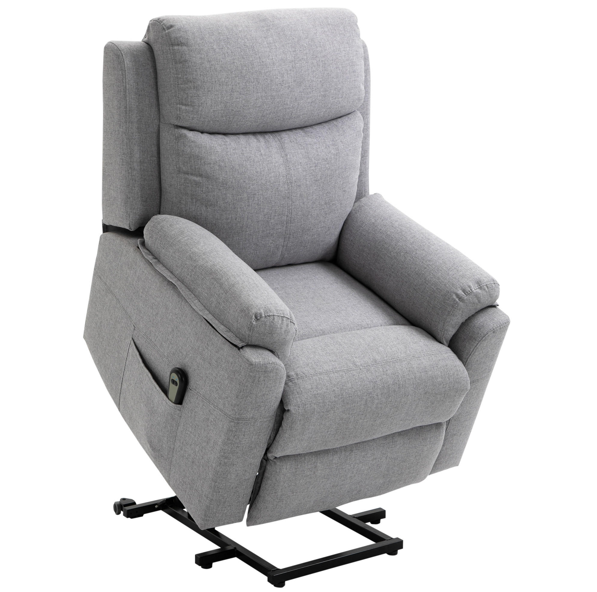 RELAXSESSEL Polyester mit Aufstehhilfe, Liegefunktion 160° 83/89/102 cm Grau - Grau, Textil (89/102/83cm) - Redom